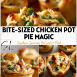 Mini Chicken Pot Pies baked in muffin tins, topped with golden crusts and creamy filling.
